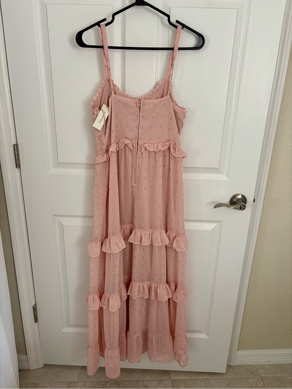 Francesca's Soft Pink Ruffle Spaghetti Strap Dress